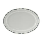 Thumbnail image #1 for Tuxton China Charleston SBH-124 Porcelain Oval Platter, 12-1/2" x 8-7/8", Scalloped Edge, White with Blue Band 1 Dozen