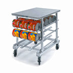 Thumbnail image #1 for Lakeside Manufacturing 348 Mobile Can Storage & Dispensing Rack, Counter Height, Stainless Steel Removable Top, 72 #10/96 #5 Capacity