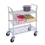 Thumbnail image #1 for SPG International Amco AUC21836C5 2-Shelf Chrome-Plated Utility Cart, 21-1/8" W x 38-7/8" D, 5" Rubber Casters