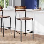 Thumbnail image #2 for Flash Furniture XU-CH10443B-ANTCPR-GG Armless Cyprus Bar Stool with Solid Wood Seat and Back, Black Metal Legs, Antique Copper Finish