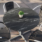 Thumbnail image #1 for Flash Furniture ST-RD918C-1-M-3A-M-BLK-MAR-GG Round Tabletop, 36" Diameter, Black Faux Marble, HPL Wrapped