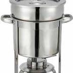 Thumbnail image #2 for Winco 207 7 qt Stainless Steel Soup Warmer with Lift-Off Cover, Water Pan, Frame and Fuel Holder