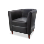 Thumbnail image #1 for JustChair Manufacturing U58718-BLK Outdoor Lounge Arm Chair, Black Vinyl Upholstery, Rounded Back, High Arms