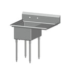 Thumbnail image #1 for SPG International Universal Stainless 1N18-RD24 1-Compartment Stainless Steel Sink, 24" Right Drainboard, 18" x 18" Bowl, 9" Backsplash