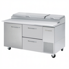 Thumbnail image #1 for Blue Air FSE LLC BAPP67-D2R-HC Pizza Prep Table, 2-Section, 67"W, 1 Door/2 Drawers, Side-Mounted Self-Contained Refrigeration