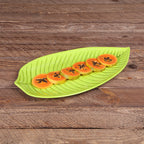 Thumbnail image #2 for G.E.T. The Naturals - EGS M179PL-DG Leaf-Shaped Melamine Platter, 17-3/4" x 9-1/2" x 1", Green Case of 4