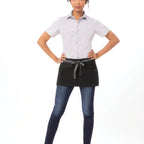 Thumbnail image #2 for Chef Works AWS01S-JBK-0 Waist Snap Apron, 12"L x 23"W, Jet Black, 100% Cotton, 2 Hip Pockets and Pencil Pocket