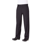 Thumbnail image #1 for Chef Works Essential PS005-BLK-32 Black Poly/Cotton Chef Pants, Size 32, Flat Waistband, Zipper Fly