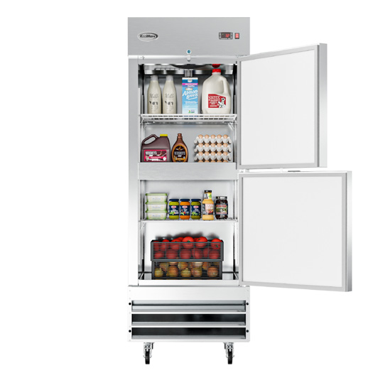 Product image #5 for KoolMore 1-Section Reach-In Refrigerator with Solid Half Doors, 23 Cu. Ft., Stainless Steel, Bottom-Mount Self-Contained