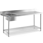 Thumbnail image #1 for USR Brands Prepline ST-3072 Stainless Steel Work Table with Single Sink, Faucet and Backsplash, 30"D x 72"L x 40.5"H
