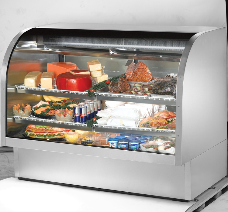Product image #5 for True 60-1/4 Inch Stainless Steel Curved Glass Full-Service Refrigerated Deli Case with Sliding Rear Doors and Self-Contained R290 Refrigeration