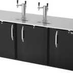 Thumbnail image #1 for Victory Refrigeration VDD94HC-B Direct Draw Beer Dispenser, 94 in, 5 Half-Keg Capacity, 3 Doors, 2 Dual-Faucet Columns, Black