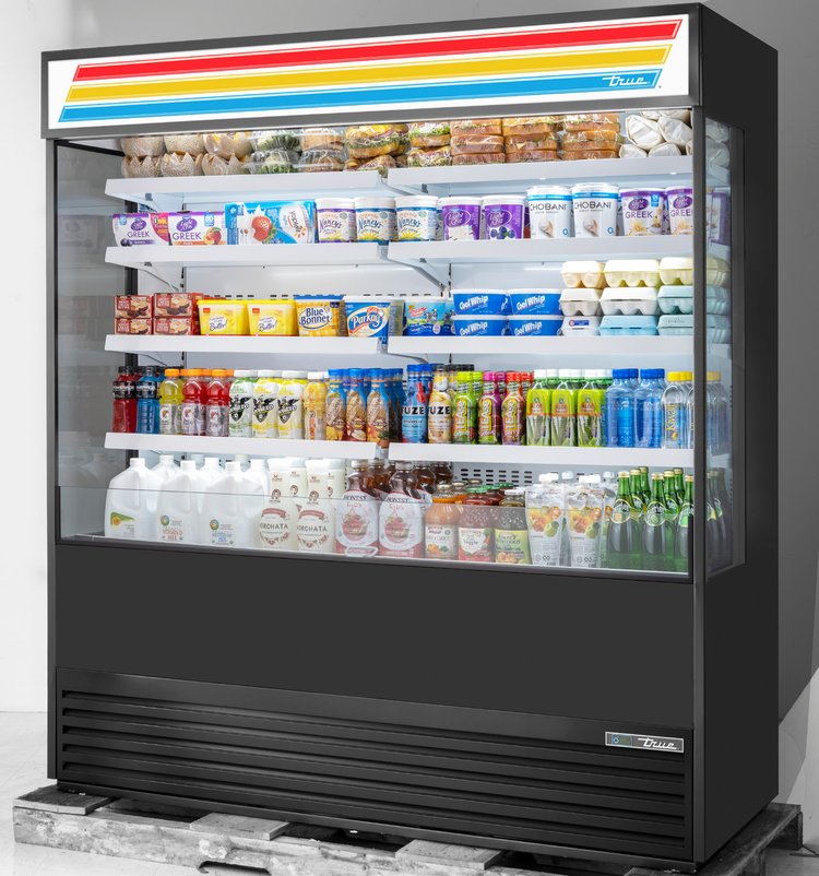 Product image #5 for True 72-Inch Glass-Sided Vertical Open-Air Refrigerated Merchandiser with 8 Adjustable Shelves