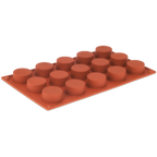 Thumbnail image #1 for JB Prince Pavoni M510 E 15-Cavity Orange Silicone Nonstick Cylinder Baking Mold, 1-1/2" Diameter x 3/4"H