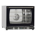Thumbnail image #1 for Cadco XAF-133 Half-Size Electric Countertop Convection Oven, 4-Pan Capacity, Manual Controls, Stainless Steel Interior