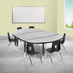 Thumbnail image #2 for Flash Furniture Emmy XU-GRP-12CH-A3048CON-48-GY-T-P-GG Oval Laminate Activity Table Set with 6 Stack Chairs, Adjustable Height, Gray/Black