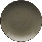 Thumbnail image #1 for International Tableware Splash™ SH-88-GS 9" Round Stoneware Plate, Hand-Painted Reactive Glaze, Green Smoke with Dark Brown Trim Case of 2 Dozen