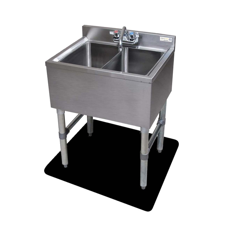 Product image #5 for Steel Works Stainless Two-Compartment Underbar Hand Sink, 18-Gauge 304 Stainless Steel, 26-1/2" x 18-3/4" x 33" H