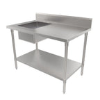 Thumbnail image #1 for ATSMFG MET MET-WTPS-3048L ATS MFG 48-Inch Stainless Steel Work Table with Left Prep Sink, 6-Inch Backsplash and Undershelf