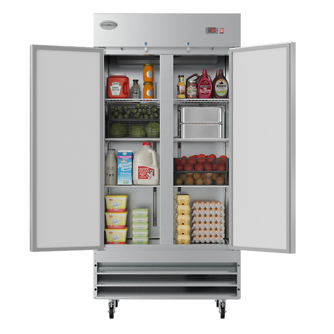 Product image #8 for KoolMore 39-Inch 2-Section Reach-In Refrigerator, 35 Cu. Ft., Bottom-Mount Self-Contained, Solid Doors, Stainless Steel