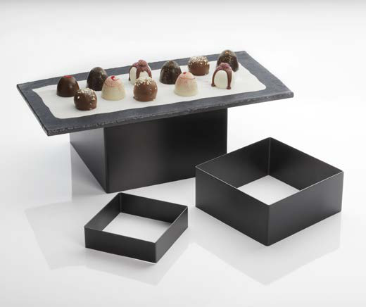 Product image #4 for American Metalcraft Geo 3-Piece Square Buffet Riser Set, Stainless Steel, Satin Black Finish