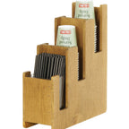 Thumbnail image #1 for Cal-Mil Madera 23187-99 3-Tier Rectangular Cup & Lid Holder, Stained Wood, 5"W x 16"D x 12"H