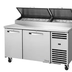 Thumbnail image #1 for True General Foodservice TPP-AT-60-HC~SPEC3~HGTP 60-Inch 2-Door Stainless Steel Pizza Prep Table with 33–41°F Pan Rail