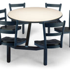 Thumbnail image #1 for JustChair Manufacturing CLUS-RD48-6S-MB 48-Inch Round Cluster Table with 6 Padded Swivel Seats, Black Steel Frame, Laminated Top