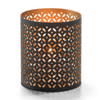 Thumbnail image #1 for Hollowick/Steelite Monarch™ 6105 Metal Votive Lamp, 3-1/8" Diameter x 3-3/5"H, Round Perforated Design, Black & Gold