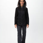 Thumbnail image #1 for Chef Works CBZ02W-BLK-XL Women's Black Chef Coat, Raglan Long Sleeves, Center Zipper, XL