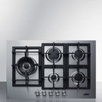 Thumbnail image #6 for Summit Commercial GCJ5SS Commercial 5-Burner Sealed Gas Cooktop with Cast Iron Grates and 304 Stainless Steel Surface