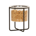 Thumbnail image #1 for Cal-Mil 23810-8-12 Countertop Cereal Dispenser Jar, Clear Plastic, Stainless Steel Base, 8.25" Diameter x 5"H