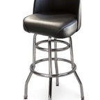 Thumbnail image #1 for JustChair Manufacturing C42130-GR3 Swivel Bar Stool, Upholstered Back, Padded Bucket Seat, Chrome-Finish Steel Legs