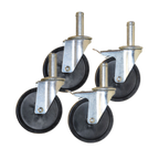 Thumbnail image #1 for Component Hardware CSTPK-5PRS 5-Inch Polyolefin Swivel Stem Caster Pack, 250 lb Capacity Each, 2 Brakes