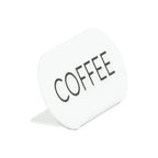 Thumbnail image #2 for Cal-Mil 23401-1-15 Oval White Metal "Coffee" Table Tent, 4.5W x 2H Case of 6