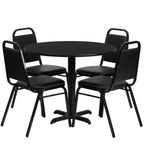 Thumbnail image #1 for Flash Furniture HDBF1001-GG 36-Inch Round Black Laminate Table and 4 Vinyl Banquet Chairs Set