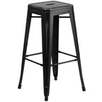 Thumbnail image #1 for Flash Furniture ET-BT3503-30-BK-GG 30-Inch Backless Black Galvanized Steel Bar Stool with Drain Hole and Footrest