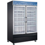 Thumbnail image #1 for USR Brands Coldline D53-B Two-Section Glass Door Freezer Merchandiser, 45 cu. ft., Black, Bottom-Mounted Self-Contained Refrigeration