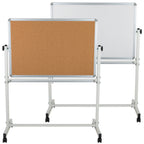 Thumbnail image #1 for Flash Furniture Hercules YU-YCI-001-CK-GG Mobile Reversible Magnetic Marker/Cork Board, White, Aluminum Frame, 45-1/4 x 54-3/4 in.
