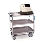 Thumbnail image #1 for Lakeside Manufacturing 544 Open Stainless Steel Utility Cart, 3 Solid Shelves, U-Handle, 700 lb Capacity