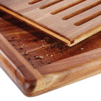Thumbnail image #2 for Libbey APS Germany - Akazia APS 00884 Acacia Bread Station Cutting Board, Rectangular, 20-7/8" x 12-7/8" x 1", Slotted Crumb Shelf