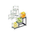 Thumbnail image #1 for Cal-Mil 1803-4-49 3-Step Condiment Jar Display with 3 Glass Jars, Chrome Frame, 4"W x 12"D x 10-1/2"H