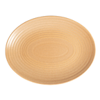 Thumbnail image #1 for Vertex China Elements E-14-D 13-1/4" Oval Coupe China Platter with Polished Foot, Subtle Embossing, and Gold Dust Design 1 Dozen