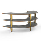 Thumbnail image #1 for Steelite International Mogogo, Modular MGCMSX01GBXF 3-Tier Curved Modular Serving Station, Grey Slate Laminate, 81-1/2 x 41 x 35 in
