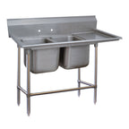 Thumbnail image #1 for Advance Tabco Regaline 94-62-36-24R 2-Compartment Stainless Steel Sink, Right-Hand Drainboard, 14-Gauge 304, 14" Deep, 11" Backsplash