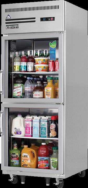 Product image #5 for Everest Refrigeration Upright Reach-In Refrigerator with 2 Half Glass Doors, 23 Cu. Ft., Top-Mounted, Stainless Steel