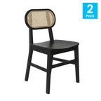 Thumbnail image #1 for Flash Furniture SK-220902-NATBLK-GG Commercial Dining & Event Chair, Rattan Back, Solid Wood Seat & Frame, Natural/Black
