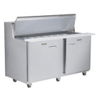 Thumbnail image #1 for Traulsen Dealer's Choice UPT6012-LR Two-Section Prep Table Refrigerator, 60" Wide, 12-Pan Capacity, Stainless Steel, Roll-Top Lid