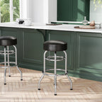 Thumbnail image #2 for Flash Furniture XU-D-100-DKBRN-GG Backless Swivel Bar Stool, Dark Brown Seat, Chrome Double-Ring Frame, 500 lb Capacity