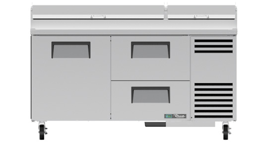 Product image #8 for True 67 3/8-Inch 2-Section Pizza Prep Table with 1 Door, 2 Drawers and Alternate Top